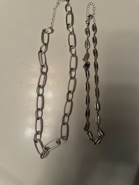 Park Lane Silver-Tone Linked Chain Necklace Duo